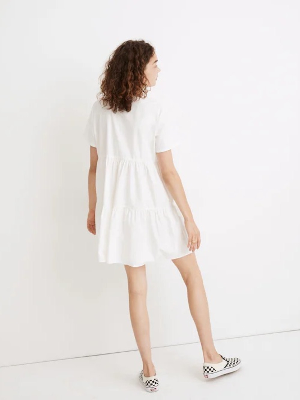 Madewell Women’s Off-White 100% Cotton Short-Sleeve Tiered Mini Dress XL NWT - Picture 3 of 14